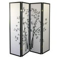thumbnail image 1 of Homestock Vintage Variety 4-Panel Room Divider - Bamboo, Paper Panel Divider, Bamboo Silhouettes, Sleek Black Finish Frame, Foldable Room Divider, 1 of 1
