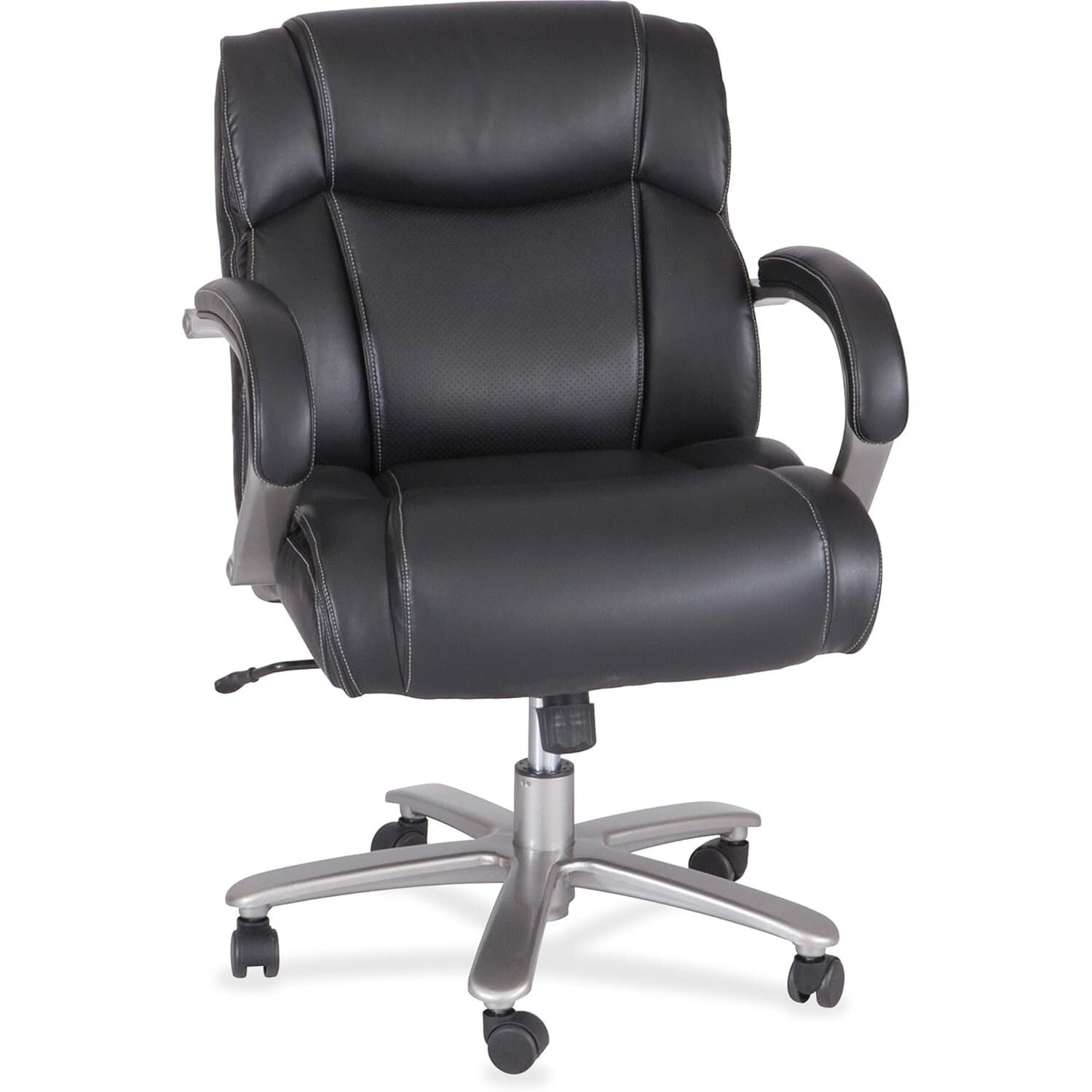 Executive High-Back Swivel Chair with Leather and Metal Accents
