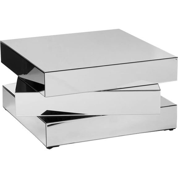 Modern Mirrored Coffee Table - Geometric Living Room Table, 39.5" Square, Contemporary Design