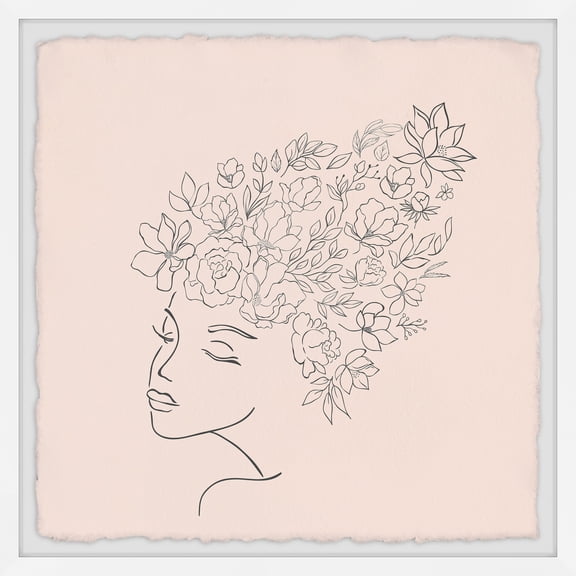 Vintage Lady Canvas Wall Art - Framed Painting Print, Floral Portrait, Modern Home Decor, Large Size Wall Decor