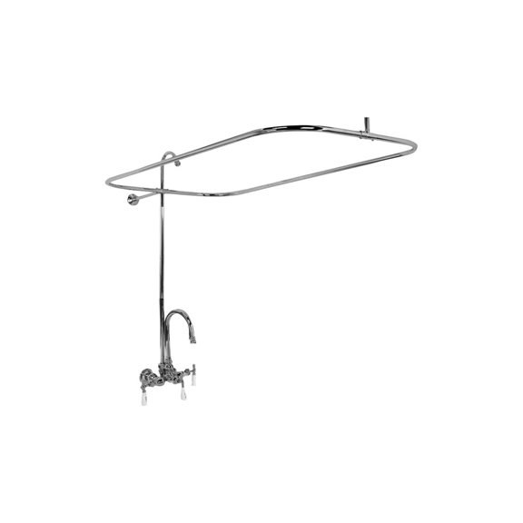 Vintage Shower Unit for Acrylic Tubs - Brass Tubing, Code Spout - Bathroom Upgrade - 24x48 Inch