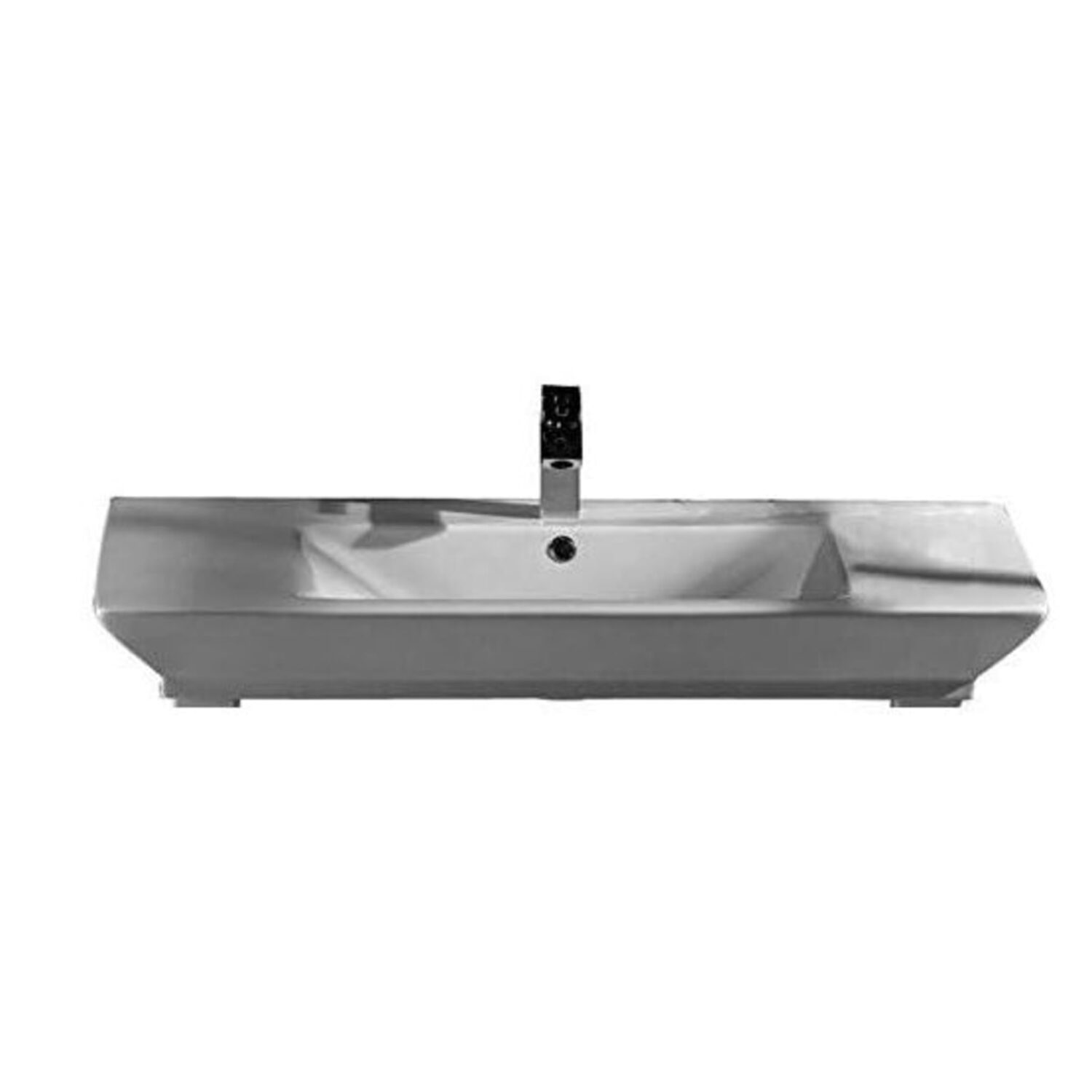 Homestock Vintage Vogue 39 Inch Rectangular Basin With Fire Clay Construction, White - Modern Ceramic Bathroom Sink For Elegant And Functional Bathroom Decor