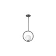 thumbnail image 1 of Vintage Pendant Light - 1 Light Matte Black Shade with Opal Glass - Vogue Style Hanging Fixture, 1 of 4