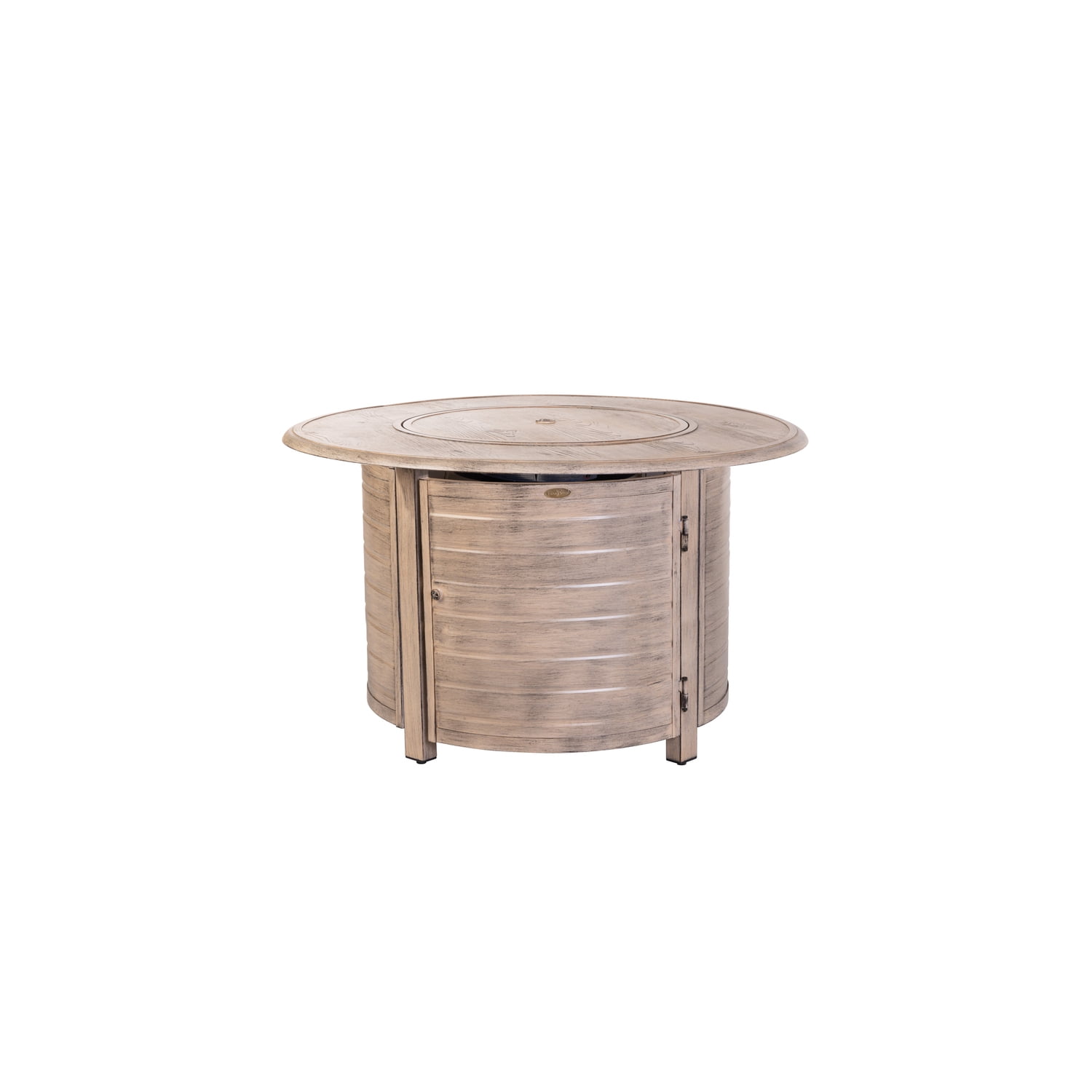HomeStock Natural Beauty Round LPG Fire Pit in Driftwood, 55,000 BTU, Aluminum Construction, Hand-Applied Driftwood Finish, Stainless Steel Burner, Fire Glass