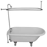 67" Clawfoot Bathtub Roll Top Acrylic Bathtub Shower Combo Ball Feet Freestanding Tub