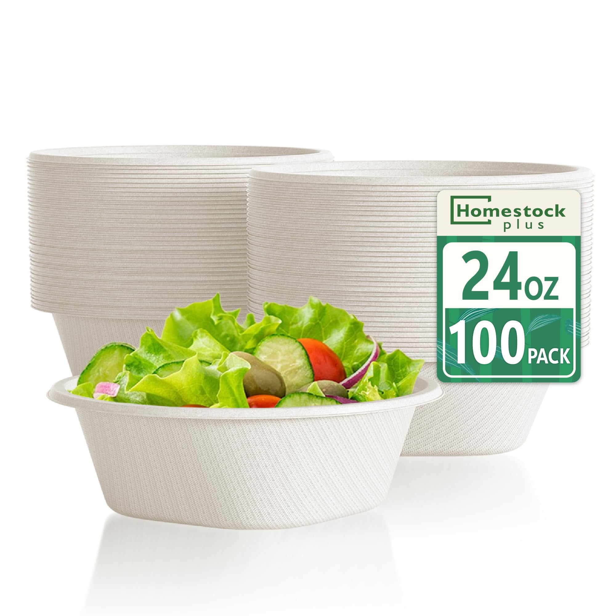 Homestockplus Disposable Bowls 24 Oz [100 Pack] - Compostable Paper ...
