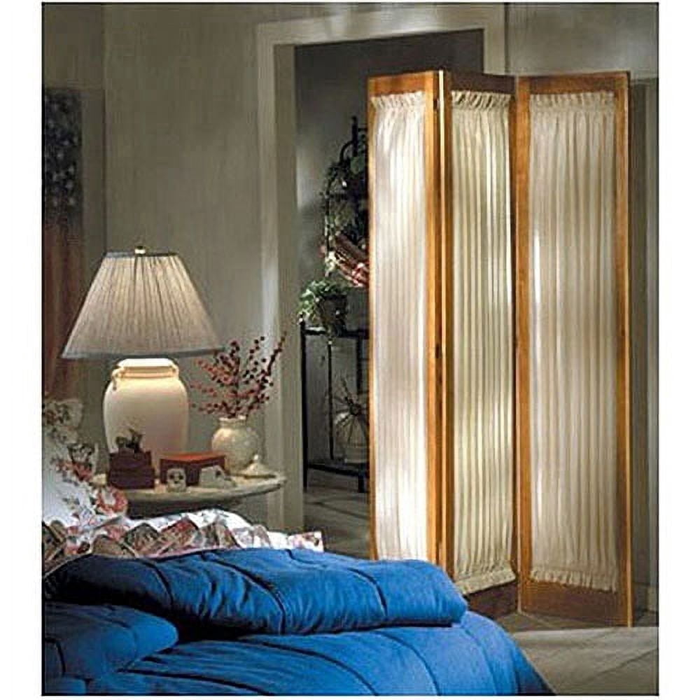 Homestyle Contemporary Solid Wood Room Divider, 3-Panel Folding Privacy Screen with Fabric Inserts, 72 Inch Height