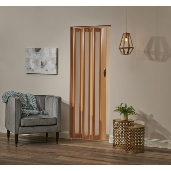 Homestyle Metro PVC Accordion Door fits 36" x 80" Beech color with Frosted Insert