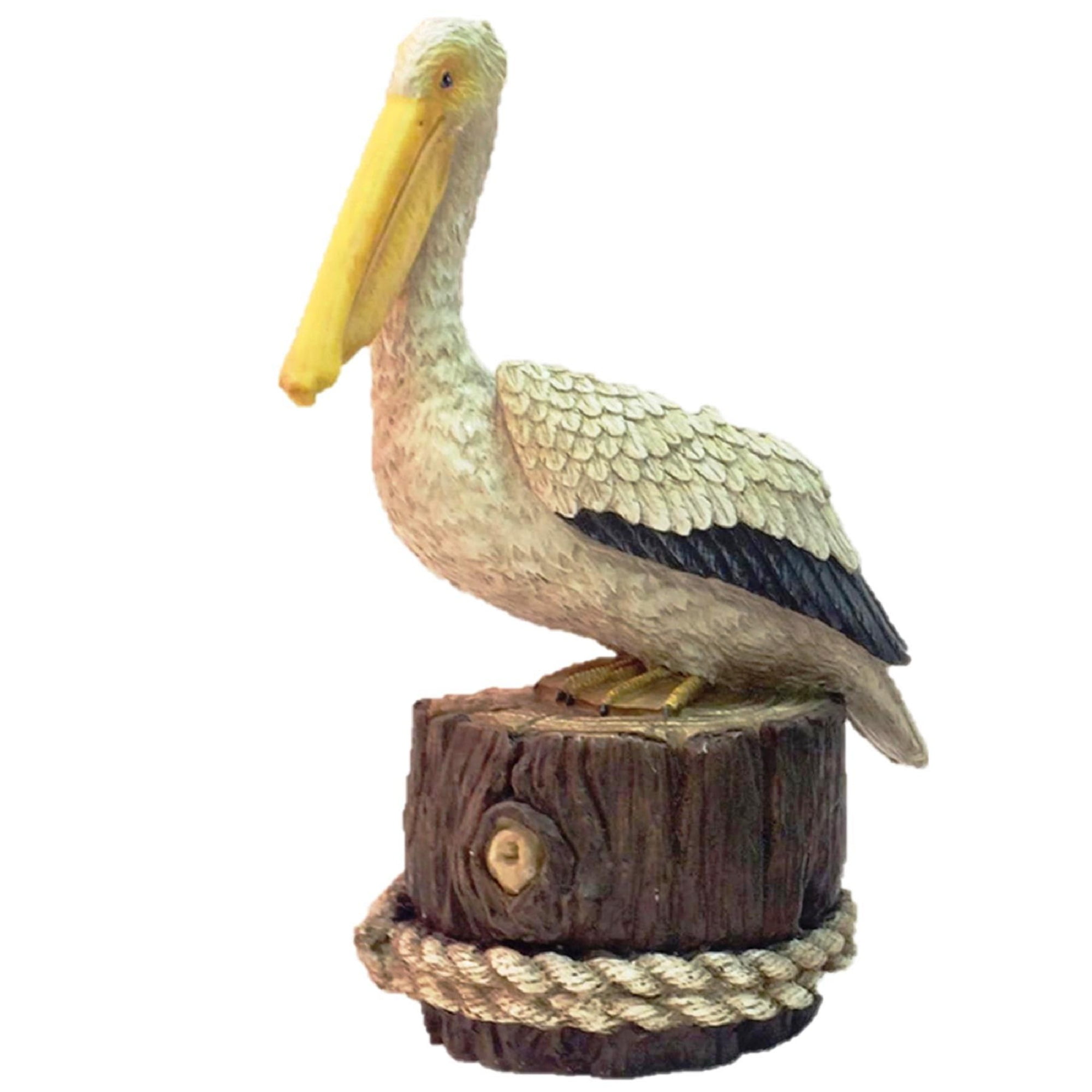 11.5" Summer Pelican on Ocean Pier with Nautical Rope Statue