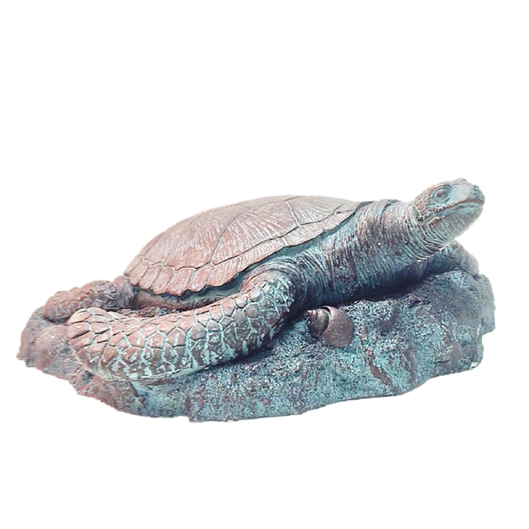 Bronze Patina Sea Turtle Coastal Stepping Stone for Indoor/Outdoor Use