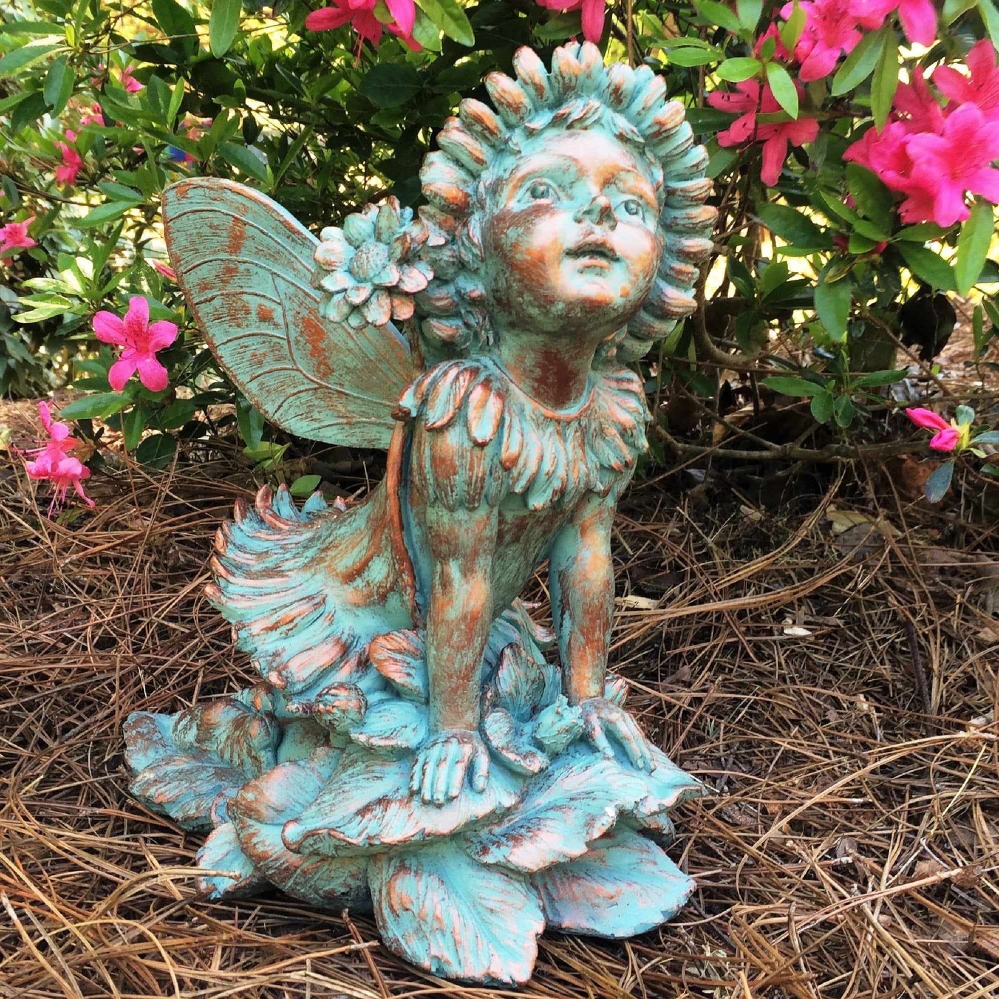 Homestyles 12"H Penelope Flower Fairy in Bronze Patina Home Patio & Garden Large Statue