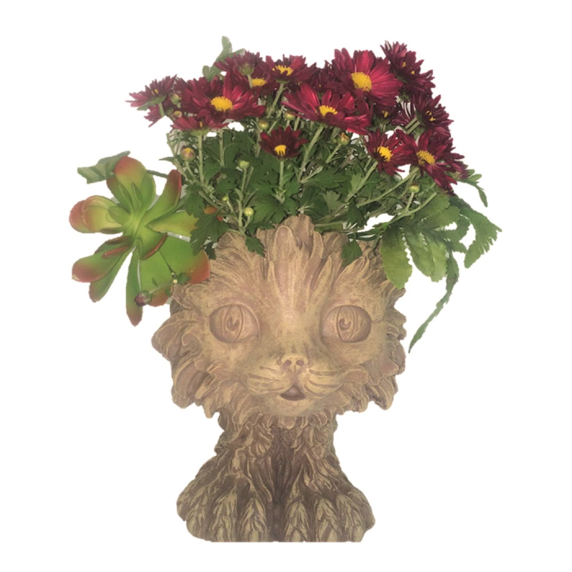 12 In. Stone Wash Scruffy The House Cat Muggly Planter Statue Holds 4 In. Pot