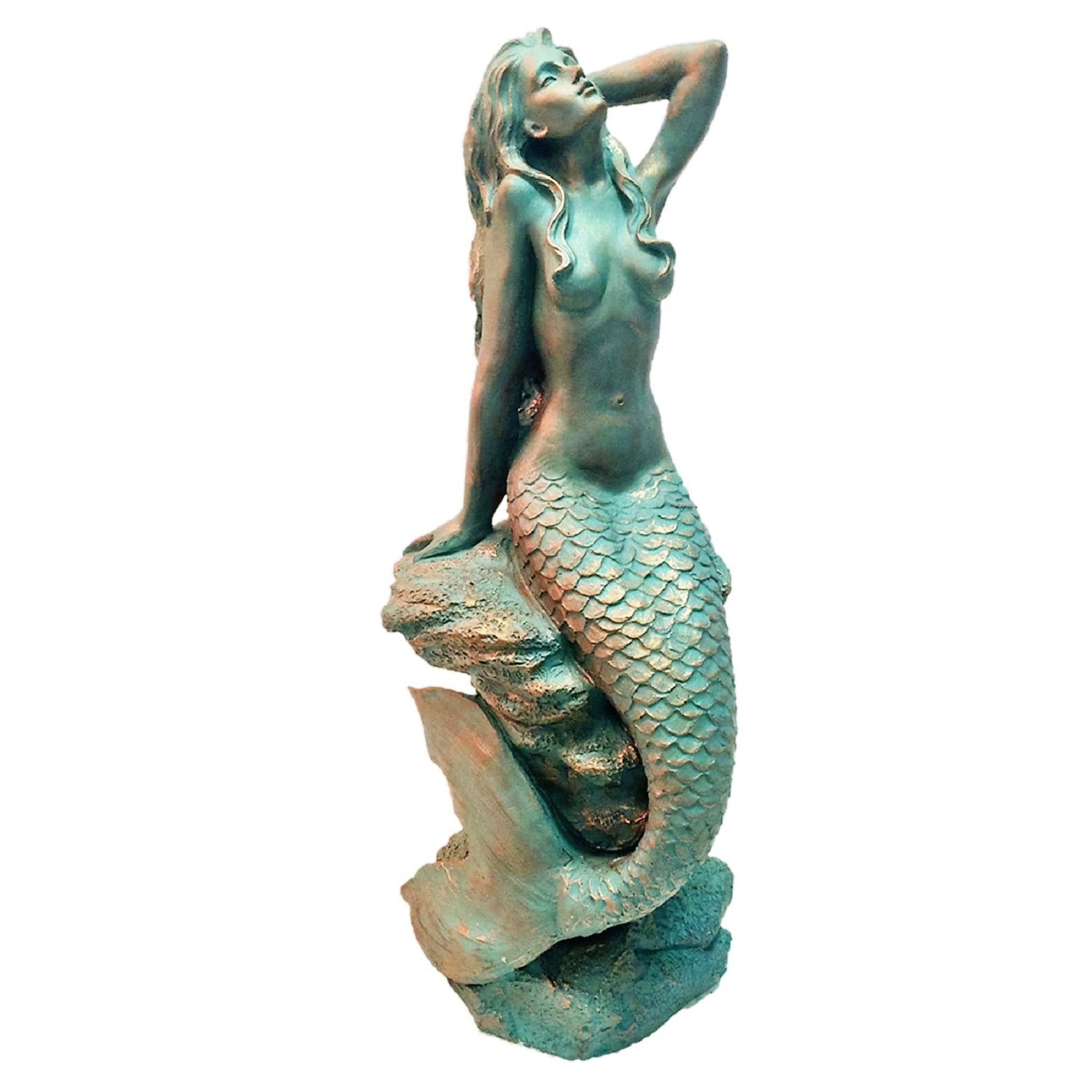 Homestyles 20 in. Bronze Patina Sexy Mermaid Sitting on