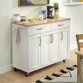 thumbnail image 1 of Homestyles 51"W Storage Plus Off White Wood Kitchen Cart, 1 of 9