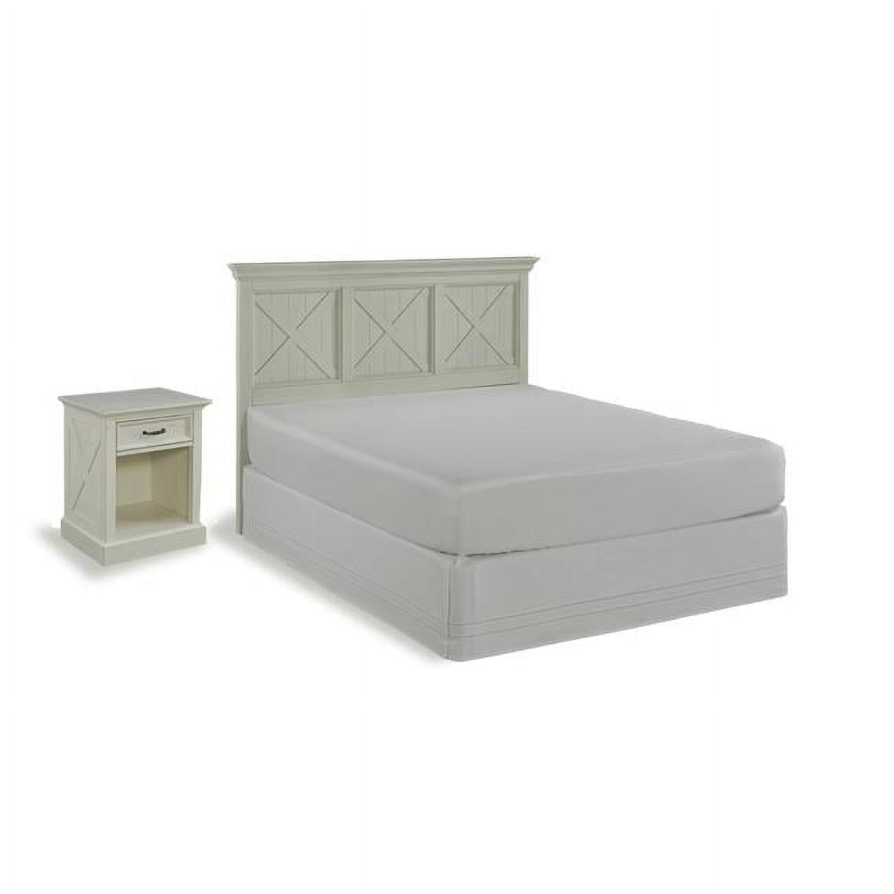 Homestyles 5523-5015 Bay Lodge Queen Size Headboard & Nightstand&#44; Off-White - image 1 of 3