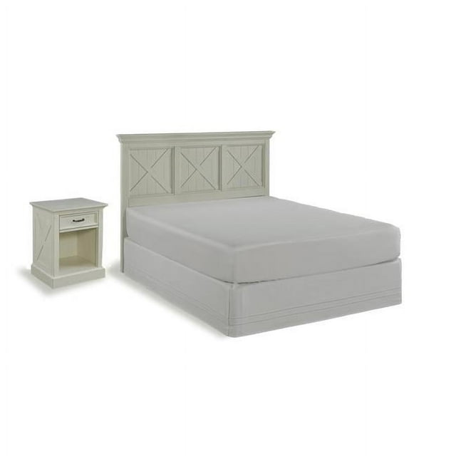 Homestyles 5523-5015 Bay Lodge Queen Size Headboard & Nightstand&#44; Off-White