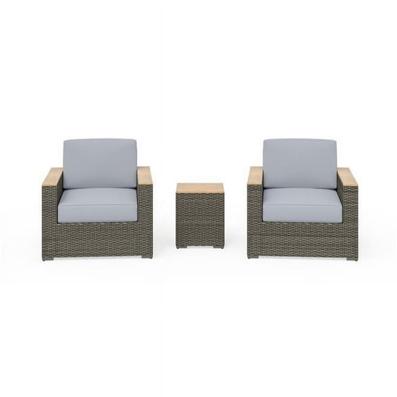 Homestyles 6801-11D-T Boca Raton Outdoor Two Arm Chair & Side Table, Brown
