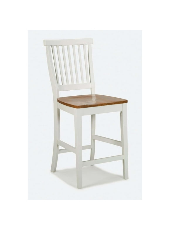 Homestyles Americana Traditional Wood Counter Stool in Antique White and Oak