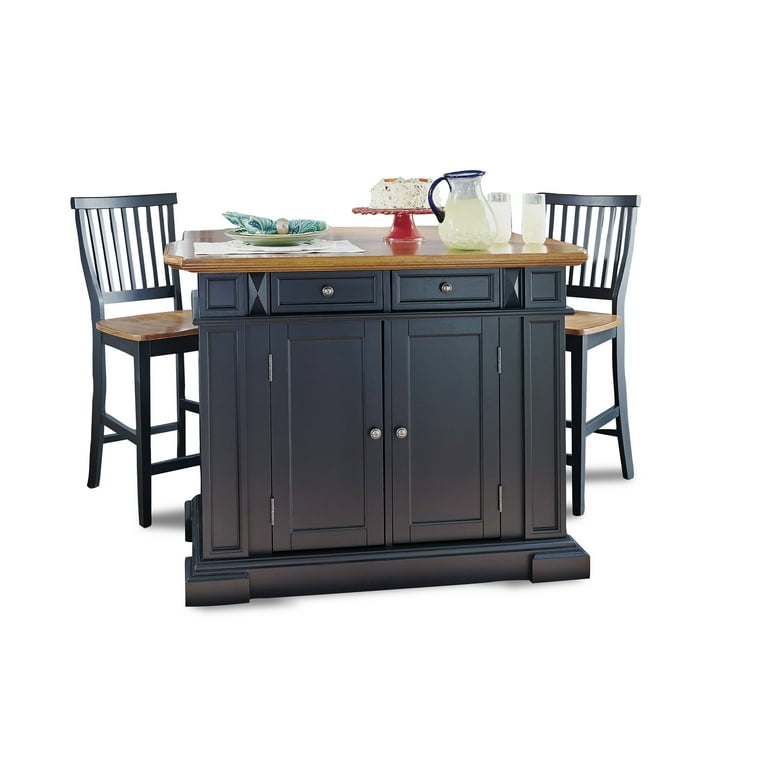 Homestyles Americana Wood Kitchen Island Set in Black Walmart