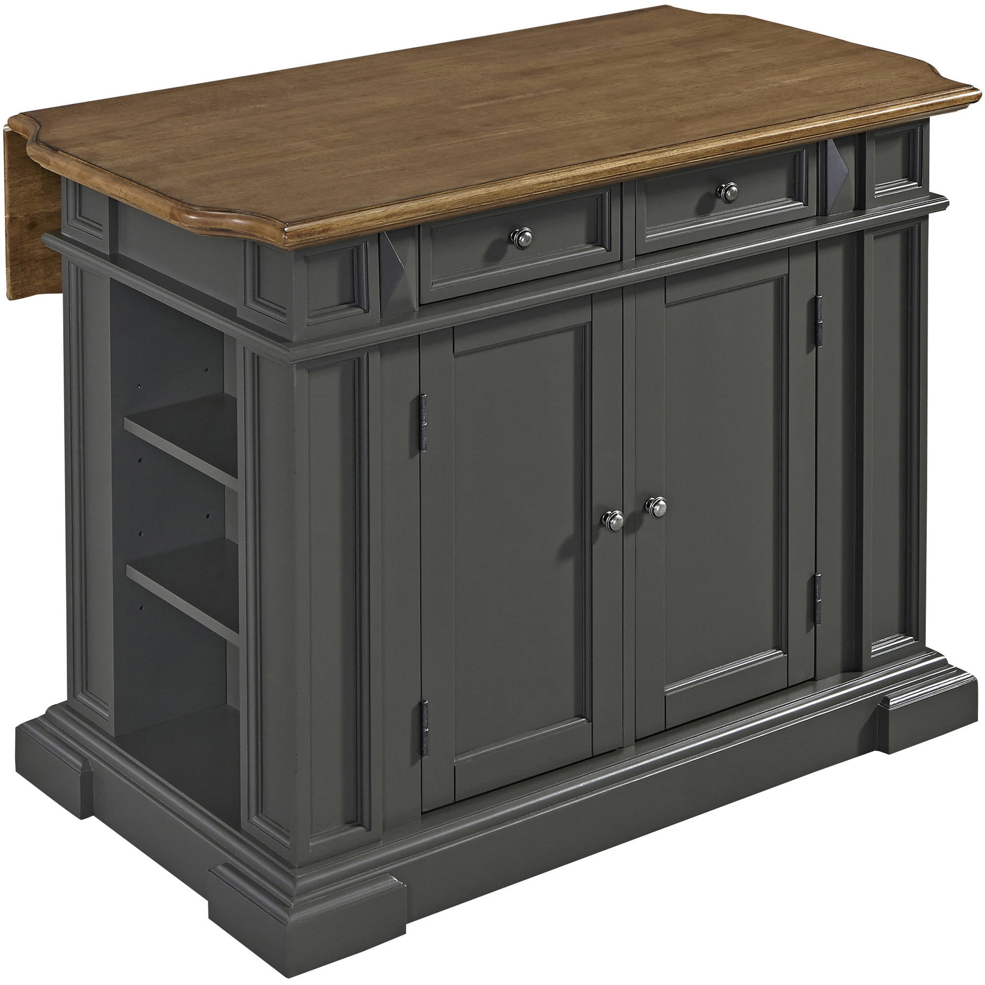 Americana Deep Grey Kitchen Island with Adjustable Shelves