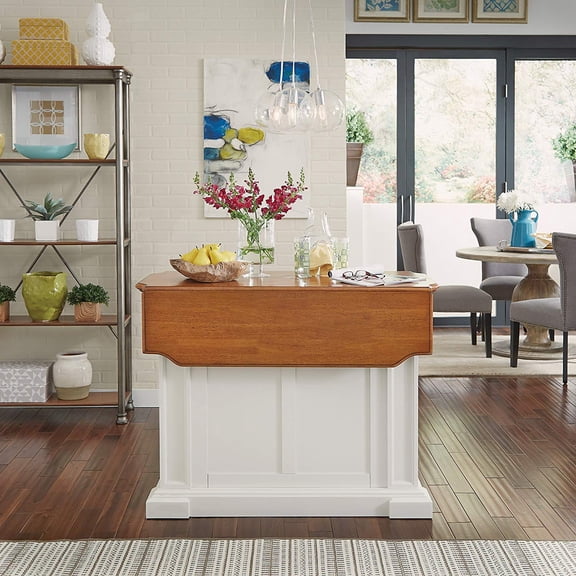 Homestyles Americana Wood Kitchen Island in Off White