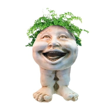 Homestyles Antique White Aunt Minnie the Muggly Face Humorous Statue Planter Pot