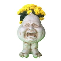 Homestyles Antique White Crying Brother the Muggly Face Humorous Statue Planter Pot