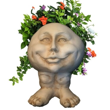 Homestyles Antique White Mama Petunia the Muggly Statue Humorous Face Planter Pot