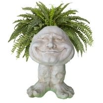 Homestyles Antique White Papa John the Muggly Statue Humorous Face Planter Pot