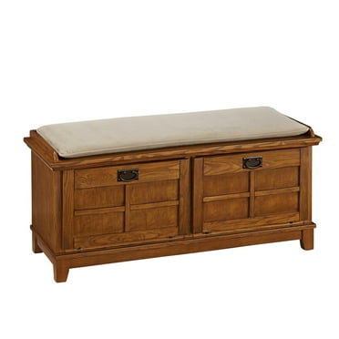 Homestyles Arts & Crafts Wood Storage Bench in Brown