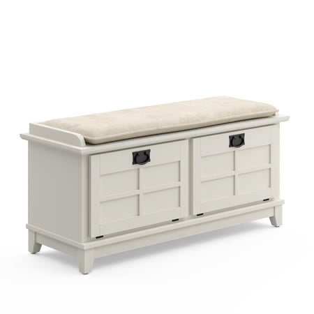 Homestyles Arts & Crafts Wood Storage Bench in Off White