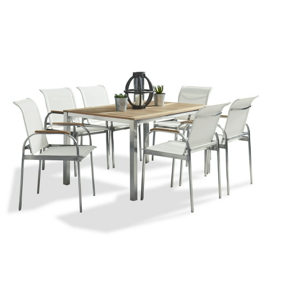 Homestyles Aruba Off White Wood 7 Piece Outdoor Dining Set