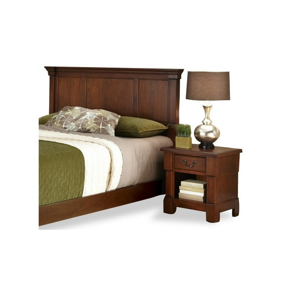 Homestyles Aspen Wood King Headboard and Nightstand in Brown