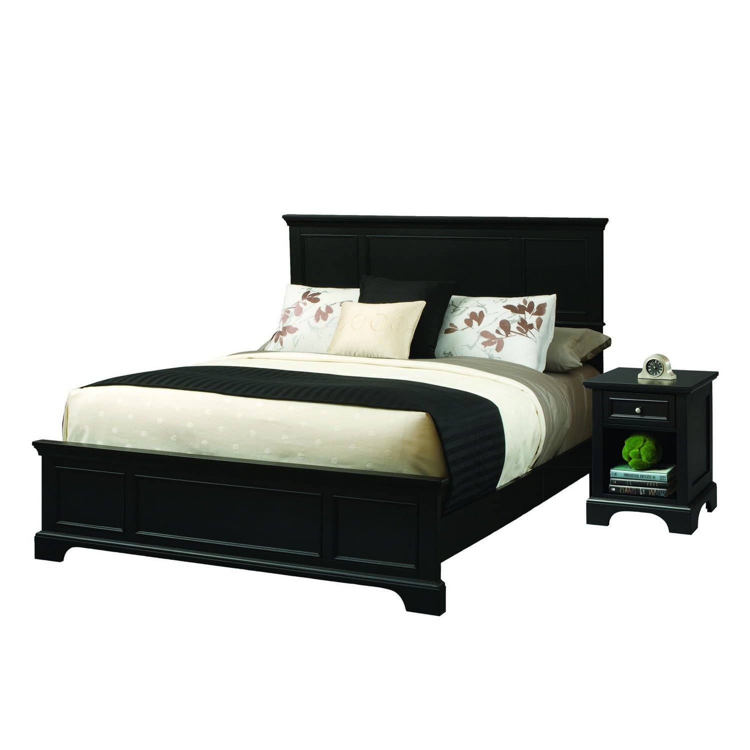Homestyles Bedford Black Wood Queen Bed-Color:Black,Style:Bed ...