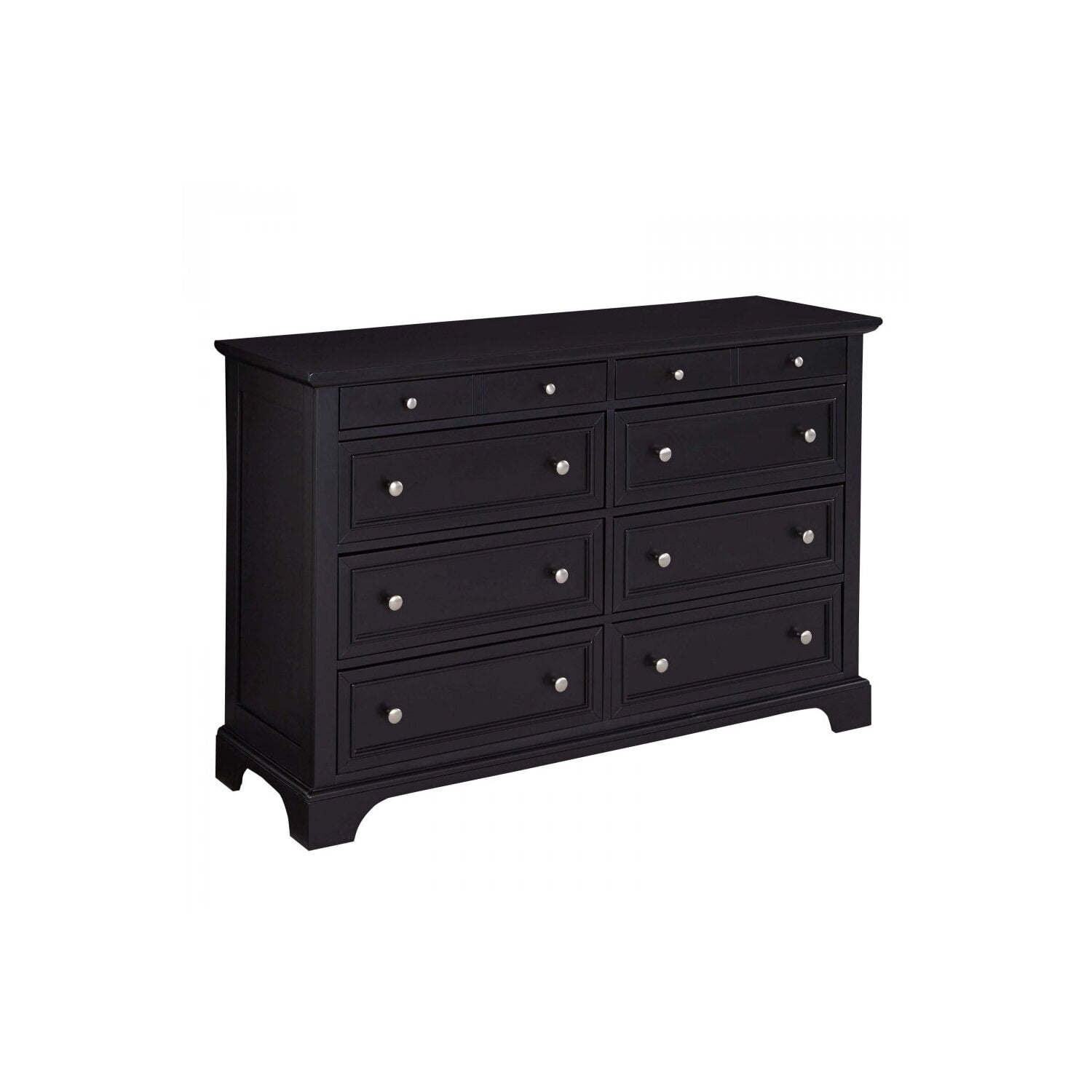 Homestyles Bedford Solid Engineered Wood 8-Drawer Double Dresser in Black - Walmart.com