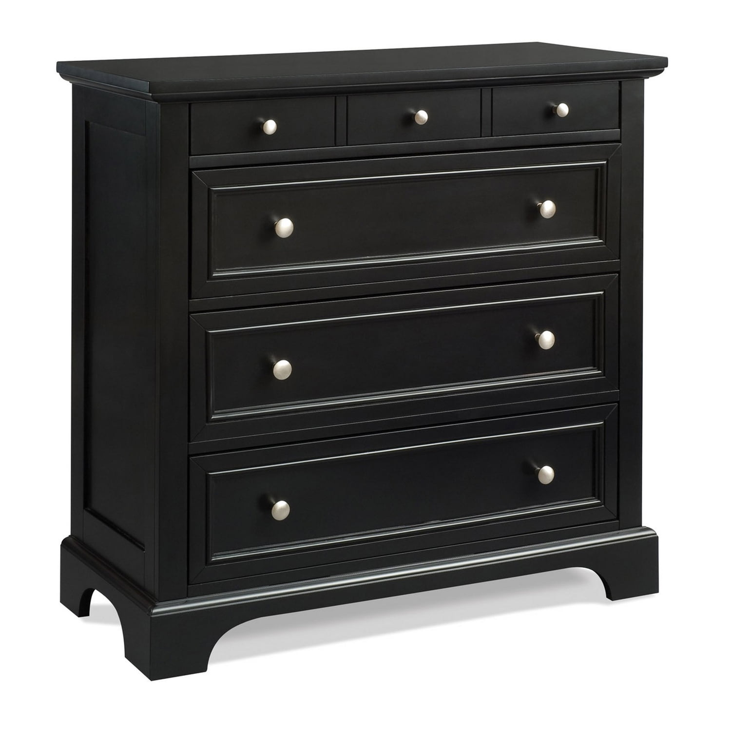 Black Hardwood and Engineered Wood Chest with Felt Lined Drawer