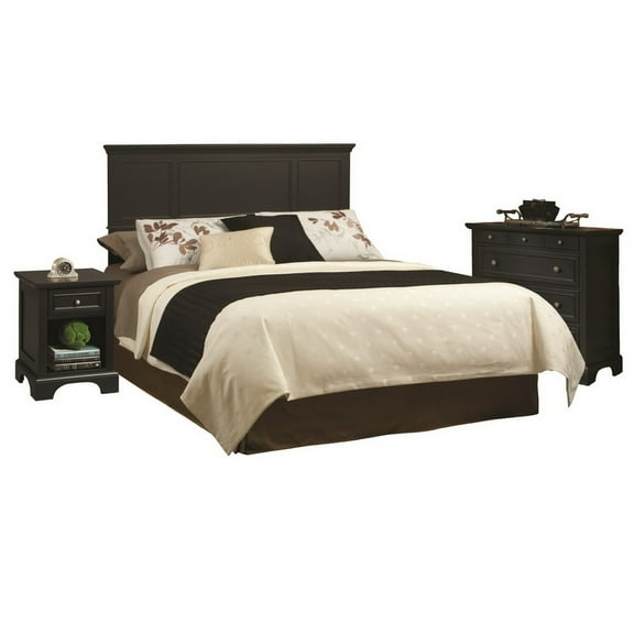 Homestyles Bedford Wood King Headboard/Nightstand and Chest Bedroom Set in Ebony