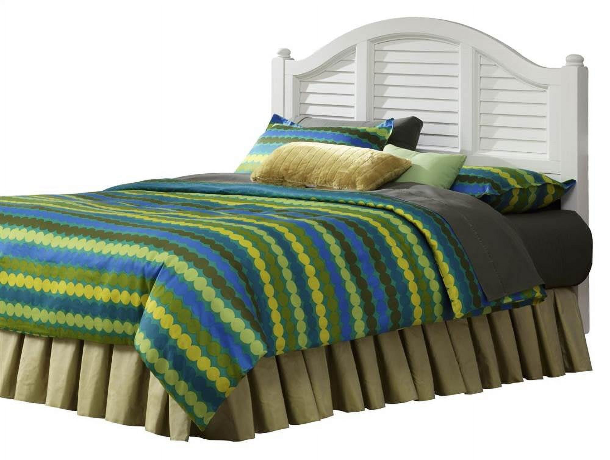 Off-White Mahogany Wood Queen Headboard with Shutter Design