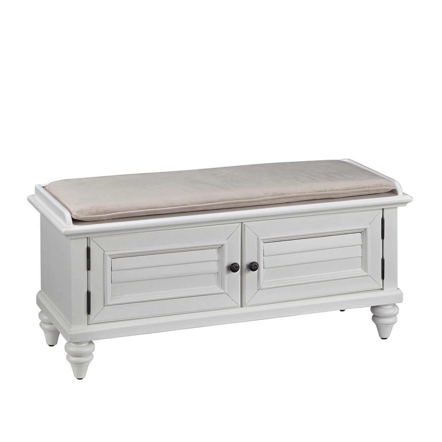 Bermuda Brushed White 47'' Poplar Solid Storage Bench with Ultra-Suede Cushion