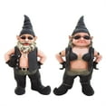 thumbnail image 1 of Homestyles "Biker Dude & Babe" the 14.5"H Biker Gnome in Leather Motorcycle Riding Gear Large Outdoor Garden Statue, 1 of 4