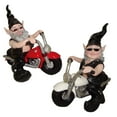 thumbnail image 1 of Homestyles "Biker Dude & Babe" the Biker Gnome in Leather Motorcycle Gear Riding Red and White Hogs Large Outdoor Garden Statue 12"H19:197:19, 1 of 6