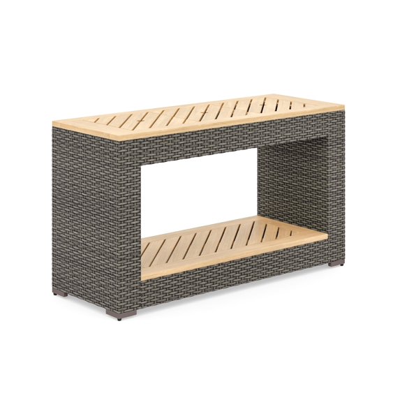 Homestyles Boca Raton Rattan Outdoor Sofa Table in Brown