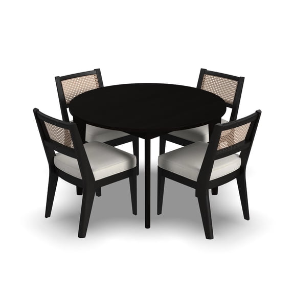 Homestyles Brentwood 5-Piece Mid-Century Wood Round Dining Set in Black