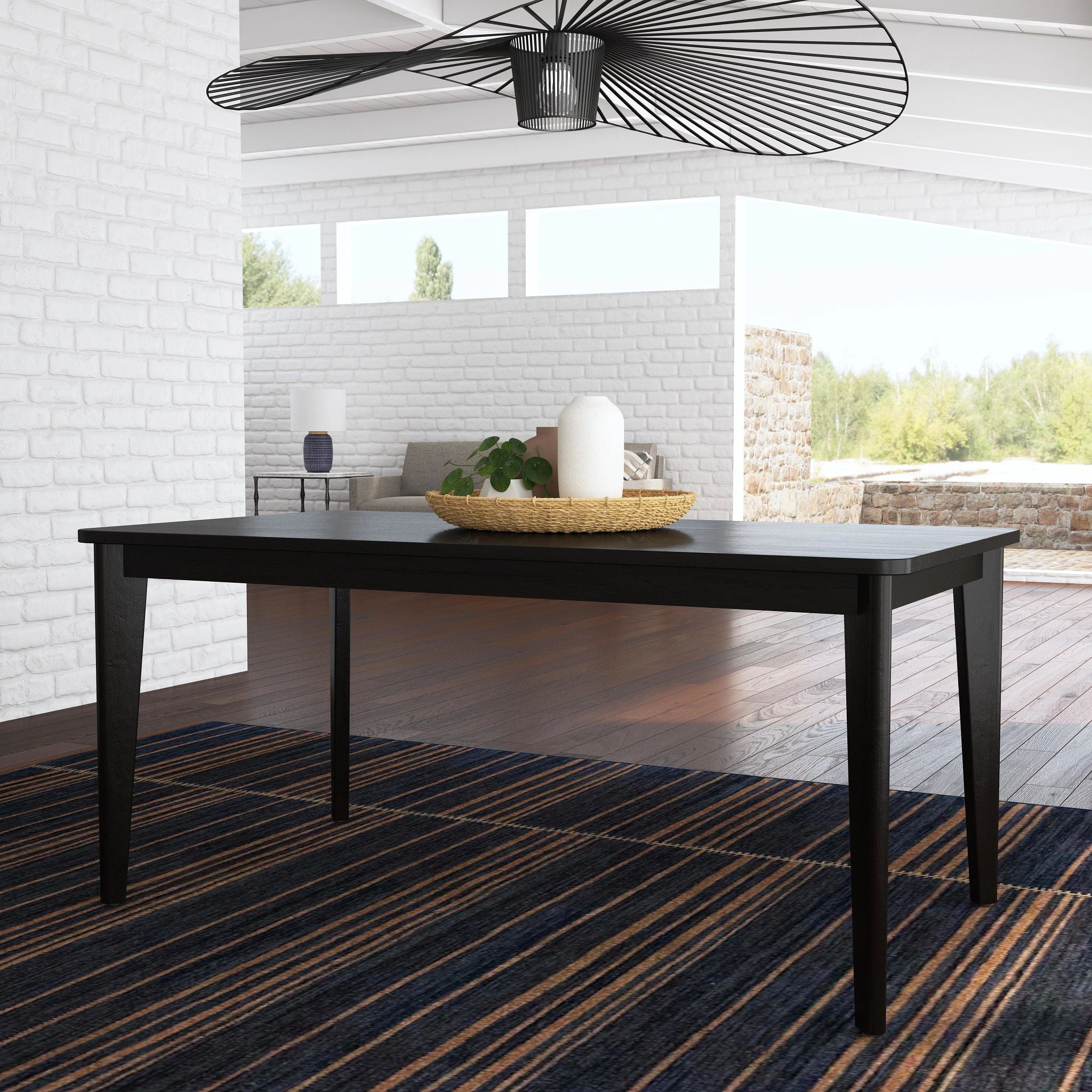 Brentwood Black Rectangular Mid-Century Wood Dining Table
