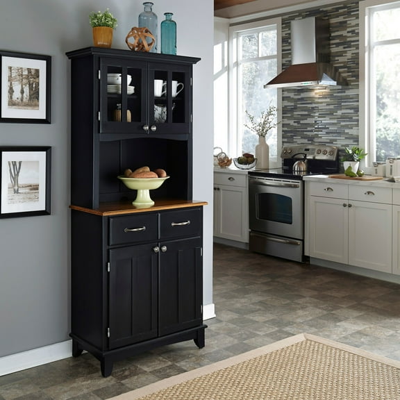 Homestyles Buffet of Buffets Wood Buffet with Hutch in Black