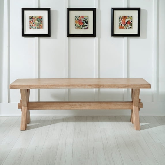Homestyles Cambridge Wood Dining Bench in Off White