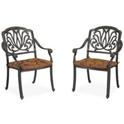 Homestyles Capri Aluminum Outdoor Chair Pair in Charcoal