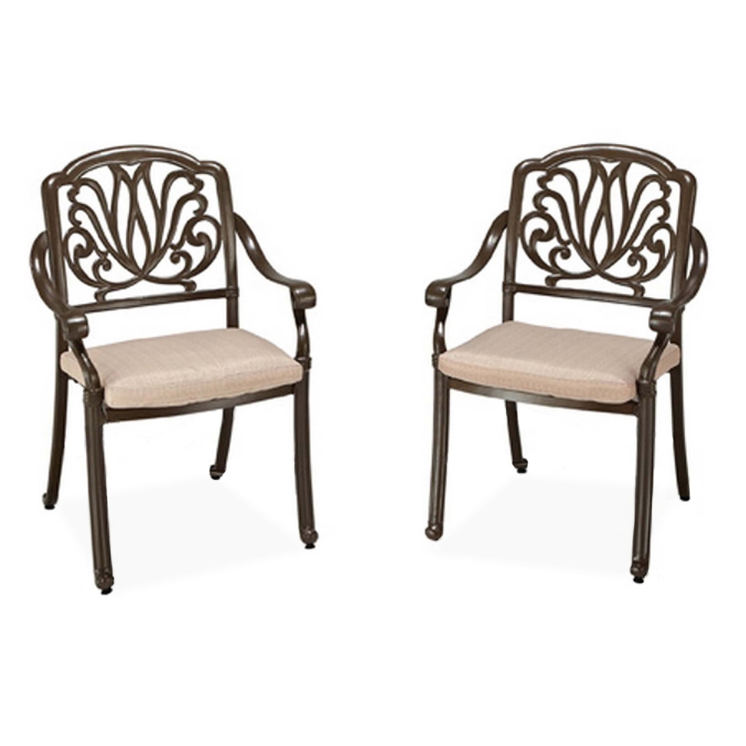 Capri Taupe Cushioned Outdoor Arm Chair Set