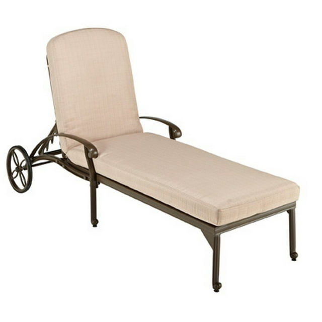 Homestyles Capri Cast Aluminum Outdoor Patio Reclining Chaise Lounge in Taupe