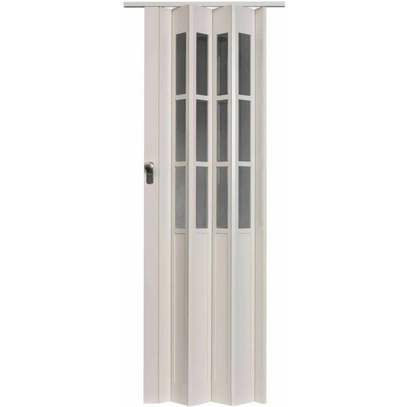 Homestyle Capri PVC Accordion Folding Door Fits 36"wide x 80"high White with Clear PVC Inserts